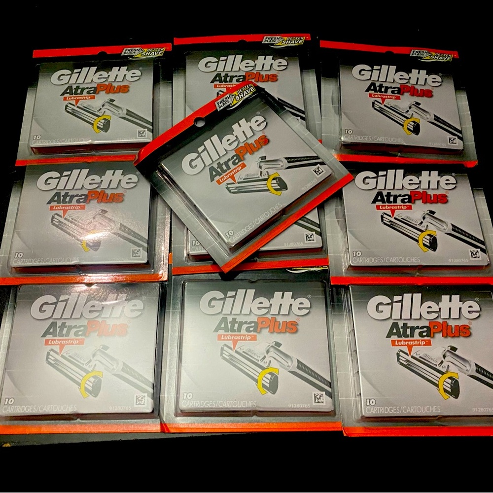 Gillette AtraPlus Razor Blades (10 Razors Per Box) 10 Boxes x 10 = 100 Razors